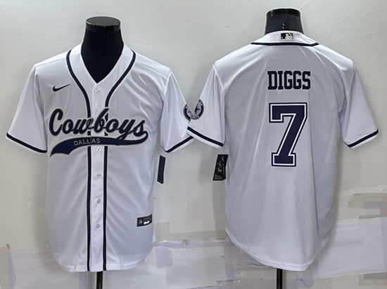 Men's Dallas Cowboys #7 Trevon Diggs White Cool Base Stitched Baseball Jersey